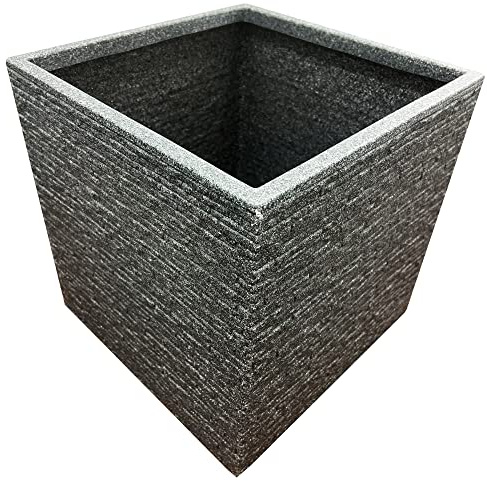 STORM TRADING GROUP Large Garden Planters Flower Pots Slate & Lazio Effect | Trough Square Patio Planters Pewter Grey
