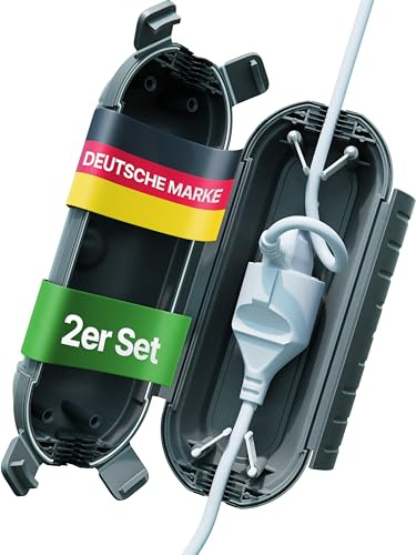 Adlerfokus Kabelbox wasserdicht IP44 [DAS ORIGINAL] Wetterfeste Elektrobox | 2 Stück - Sicherheitsbox - Outdoor Box wasserdicht - Steckerschutz aussen wasserdicht - Schutzbox für Deine Elektronik