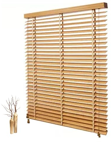 Jolan Jalousien Aus Massivholz,Horizontale Innen Jalousie,Fensterläden Jalousette,Holz Jalousetten Für Das Büro,Wärmedämmung/Sonnenschutz/Sichtschutz Vorhänge,50mm Lamellen,W×H-110x160cm/43x63in