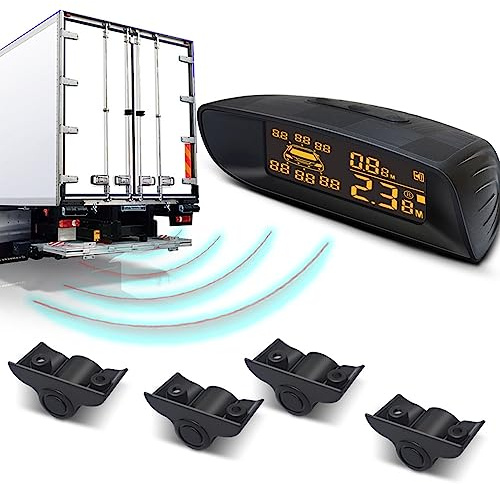 Parktronic 4 Parking Sensor Kit Backup Radar System 24V Distance Detection LCD Sound Warning for Truck Trailer Pickups RV Lorry Van