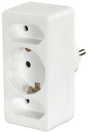 Hama Steckdosenadapter (Steckdosenadapter 3fach, 2 Euro, 1 Schutzkontakt, Mehrfachstecker, Multistecker, Mehrfachsteckdose, Mehrfachsteckdose ohne Kabel, Multisteckdose, 3fach Multistecker) weiß