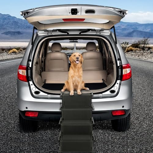 Rampe für Hunde, Treppe für große und kleine Hunde, Hunderampe Auto, faltbare Rampe für Auto, Sofa oder Bett, rutschfest, belastbar bis 80 kg (schwarz)