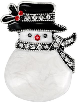 QXPDD Schneemann Brosche,Winter Weihnachten Schneemann Kristall Brosche,Anstecknadel Legierung Strass Corsage Anstecknadel für Kleidung,Taschen,Schal,Mütze,Dekor,Schmuck,Silber
