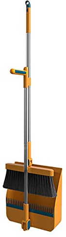 Juego de escoba y recogedor, escoba extensible con mango, juego de recogedor con dientes de peine, pala y escoba, recogedor plegable con mango largo para limpiar