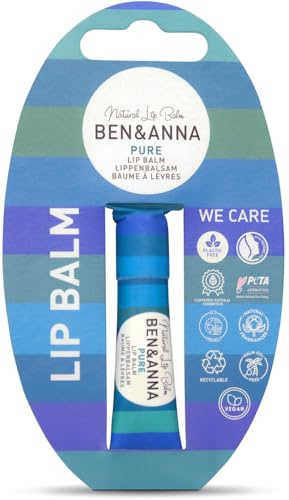 Ben & Anna - Vegane Lippenpflege für trockene Lippen mit ohne Geschmack - Nachhaltig verpackt - Zertifizierte Naturkosmetik - Ohne Plastikverpackung - 1er Pack (6g, Neutral Pure)