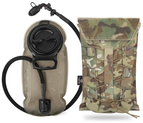 PETAC GEAR Taktischer Trinkrucksack mit 1,5L Wasserblase, Molle Tragetasche für 1.5L Trinkwasserblase Wasserrucksack für Laufen Radfahren Wandern (MC)