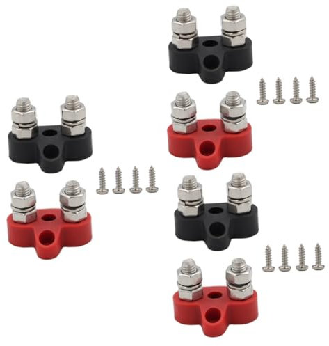 HOMSFOU 6stücke Batterie Anschlussblock Verteilerblock Für Auto Boot Schwerlast Klemmen Mit Gewinde Roter Schwarzer Für Zuverlässige