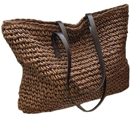 OZMMDA Strandtasche Stroh Bag Frauen Luxus Design Gras Gewebtes Mody Damen Umhängetasche Sommer Freizeit Freizeit -Umhängetasche Mit Großer Kapazität