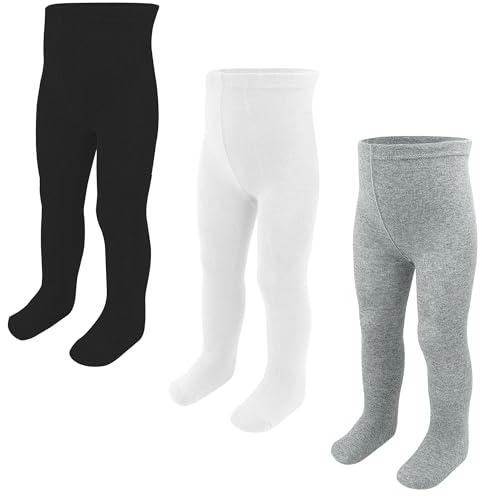 ZERULETS Baby Tights Children's Tights for Girls Boys Cotton Children's Tights 3 Pairs Crawling Tights Stockings Leggings 0-24 Months, BWG, 18-24 Monate