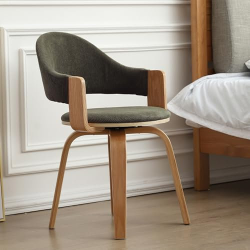 HGTRH Chaises De Salle à Manger en Soldes, Pivotante sur 360° Chaise Cuisine Lot De 4 en Bois et Paille, Chaise Scandinave Tissu Velours CôTelé Adapté Au Salon Chambre Cuisine Dark Grey 1pcs
