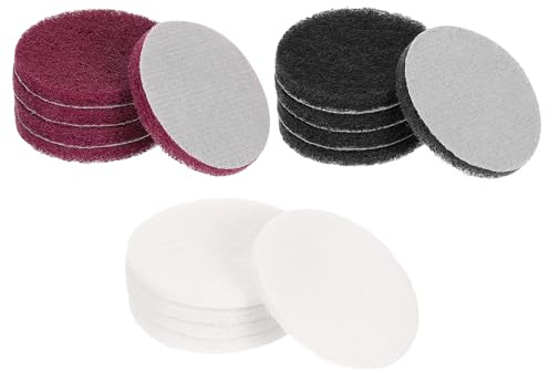 sourcing map 15 Stück 7,6 cm Nylon-Reifen-Scheuerschwamm, Körnung 400/800/2000, Scheuerschwämme, Reifen und Schlaufe, Oberflächenbehandlung, Bohrer, Scheuerscheibe, Rot/Grau/Weiß
