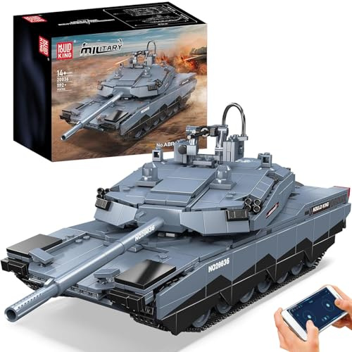 Mould King 20036 Technik ferngesteuert Panzer Bauset, MOC (1192+ Teile) APP Technologie Baumaschine Panzer RC Klemmbausteine Bausatz geeignet als Geschenk für Erwachsene