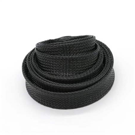 ERQIAO Insulated Expandable Braided Sleeving 2/4/6/8/10/12/14/16/20/25/30/40mmTight PET Wire Gland High Density Protection Cable Sleeve(Black,30MM_3 METERS)