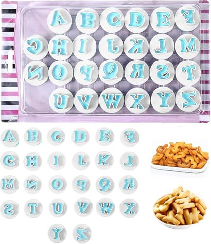 26 PCS Alphabet Cookie Cutter, Letters Fondant Cake Decorating Icing Cutters A-Z, Cake Decorating Alphabet Letter Stamps, for Wedding, Birthday, Christmas Cakes