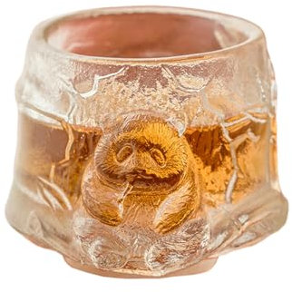 Tazza da tè Kung Fu in vetro antico con orchidea e panda, motivo panda