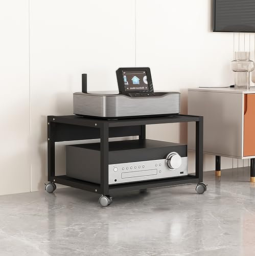 Supporto per TV vintage con ruote, supporto audio HiFi per giradischi in vinile, salvaspazio, per soggiorno e camera da letto, 50 x 40 x 35 cm, elegante organizer per mobili per la casa