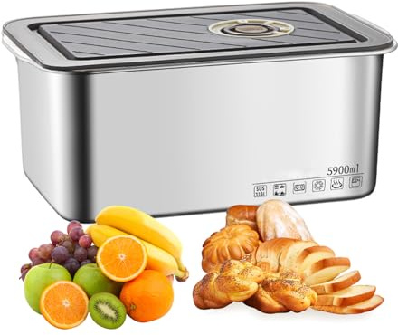 YFaith Tapers para Comida Hermetico, 5900 ml Recipientes para Comida, Acero Inoxidable 316 Recipientes Herméticos, Recipientes para Alimentos con Tapa, para Refrigerador, Microondas y Horno