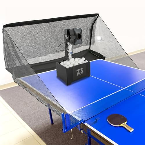 GMSLuu Robot da ping pong con rete, 100 palline capacità 10 modalità 2.4G telecomando 35-90 palle/min