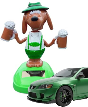 Manolyee Décorations Tableau De Bord | Hocheur Chien Animé pour Tableau de Bord de Voiture - Jouet Décoratif Intérieur Figurine Oscillante Chien Cartoon Tient Une Bière pour Véhicules Camion