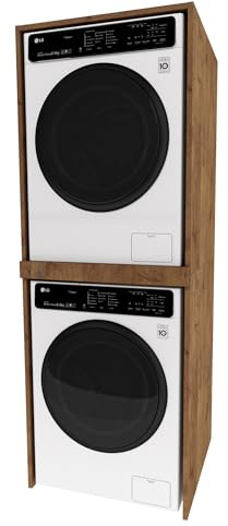 möbelkap Waschmaschinenschrank Slim – Waschmaschinen Überbauschrank im Retro-Stil – 66x180x51,2 cm – Offenes Bad- & Hauswirtschaftsregal – für Waschmaschine oder Trockner geeignet