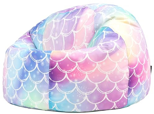 Icon Meerjungfrau Sitzsack Kinder, Webstoff, Sitzsack mit Füllung, Bequemer Kinder Sessel, Kuschelsessel, Lese Sessel, Schlafzimmer, Kinderzimmer, Wohnzimmer