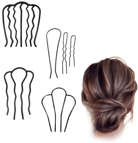 COYUN 6 Stück Haarkamm zum Stecken,U Förmige Haarkämme zum Stecken Kamm,Zähne Updo Bun Haar Pin Haarschmuck French Hair Comb U Förmig Haargabel für Hochsteckfrisuren Dutt,Vintage Frisuren(6 Stile)