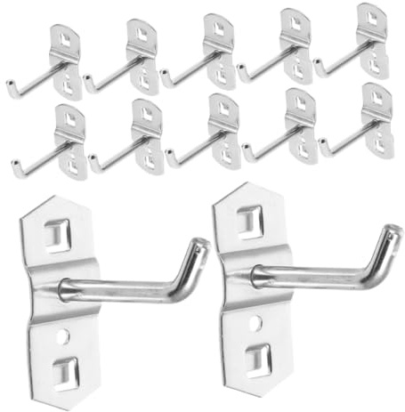 Generico 12 pezzi Ganci da Parete in Resistenti per Pannelli Forati Ganci Incline Singoli per Organizzazione Garage e Negozio Supporto Sicuro per Attrezzi e Accessori