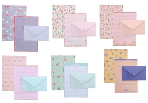 54 PCS Letter Writing Set - 36 Writing Papers & 18 Envelopes with Sealing Stickers for Invitations & Thank You Cards