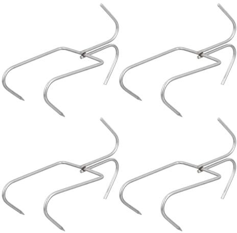 Artibetter 4pcs Stainless Steel Double Row Meat Hooks for Easy Insertion and Hanging, Silver Heavy Duty Thicken Meat Hooks for Chefs and Elderly, for Smoking and Cooking