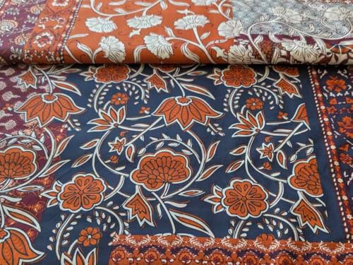 Baumwollstoff, Patchwork Blau Braun als Meterware, 50 cm