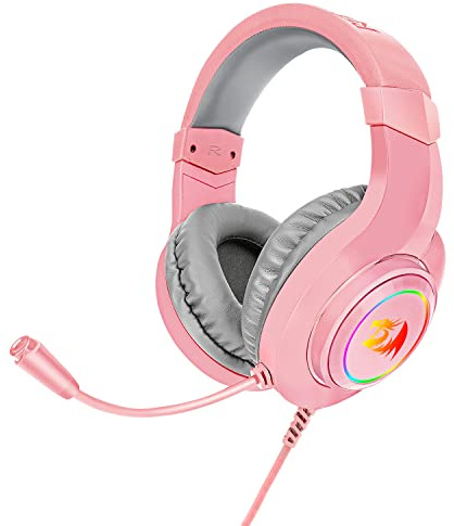 Redragon H260 Hylas RGB Pink Gaming-Kopfhörer mit Mikrofon, Ohrpolster, kompatibel mit PC, Laptop, Xbox One, PS4, PS5, Rosa