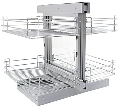 4 Cestos de Acero Inoxidable para Mueble de Rincón Ciego 90-100cm, Mano Derecha con Cierre Suave para Armario de Cocina, Lavadero, Capacidad 60-80kg