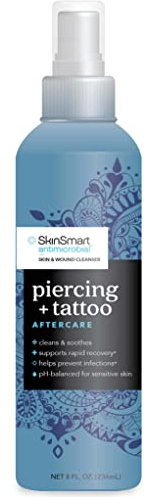 SkinSmart Antimicrobial Piercing & Tattoo Aftercare for Rapid Recovery, Hypochlorous Technology, 8 oz Spray