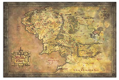 Grupo Erik The Lord of the Rings Map of Middle Earth - 36 x 24 inches / 91.5 x 61 cm - Shipped Rolled Up - Cool Art Poster