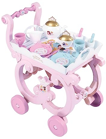Smoby - Disney Princess Tea Trolley, herausnehmbares Tablett und 17 Zubehörteile, komplettes Teeservice und Besteck ab 3 Jahren (7600312502)