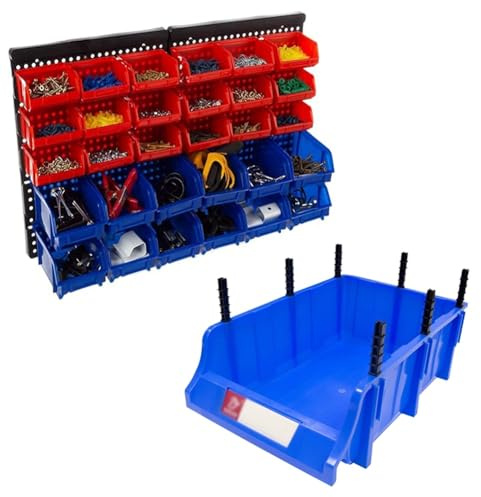GRRICEPL Parts Rack, Floor-Standing Storage Bins, Half Bulk Bin Storage Rack, for Easy Garage Organization of Tools, Parts, Hardware (Color : Blue, Size : 30PCS)