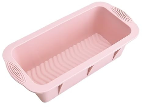 DUNSBY Loaf Tin Large Size Bread and Loaf Pan Rectangle Toast Mold with Handle Non Stick Silicone Baking Mould Tray Kitchen Bakeware (Color : Pink)