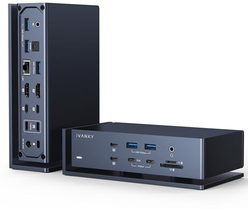 iVANKY Dual Thunderbolt 4 Chips FusionDock Max 1 for Quad 6K@60Hz Display (20-in-1 Dock for M5/M4/M3/M2/M1 Pro/Max Mac) (6*40Gbps TB4, 2.5GbE, SD/TF 4.0, 10Gbps USB, Audio, 96W PD) Docking Station Hub