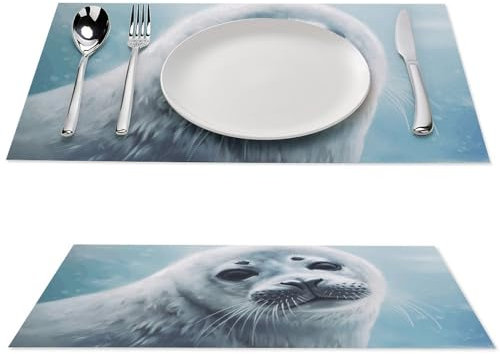 Tischsets Set mit 6 hitzebeständigen Tischsets für den Esstisch, waschbar, PVC, Harfe, Siegel, Malerei, Tapete, Tischsets, rutschfest, gewebte Tischsets für Küche, Hochzeit, Party, Dekoration, 30,5 x