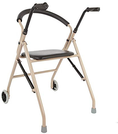 Klappbarer Rollator, Rollator, Gehhilfen, Klappbarer Senioren-Gehwagen mit Sitz und 2 Rädern, Tragbarer, höhenverstellbarer Stand, Aufrechter Gehwagen, Tritthilfe für Erwachsene und ältere Mensch