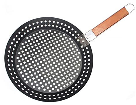 IMIKEYA teglie da forno padella per barbecue aria utensili rotondi per pizza baking tray padella grill stampo per pizza teglia pizze in legno nero