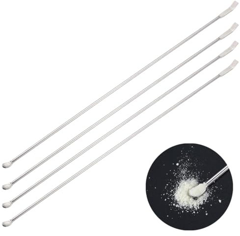 QIBZI Espátulas de laboratorio,Mini cuchara de laboratorio de doble punta, cuchara media caña de acero inoxidable de 22 cm y espátula para toma de muestras de punta plana (4 piezas)