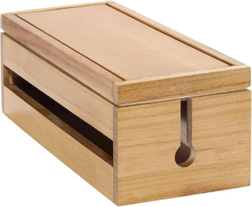 Kabelbox städad,Cable Organizer Box,Cable Tidy Box Kabelhanteringsbox Träsladd Organizer Box for förlängningssladd Strömband Överspänningsskydd Trådförlängningsledning Kabel Tidy Box(Wood Color)