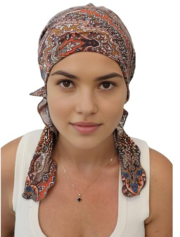Deresina Headwear Bandana Preanudada para Quimioterapia, Gorro Oncologico, Coiffe para Perdida de Cabello (Patterned Paisley)