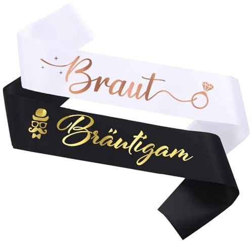 2 Stück Schärpe Braut Bräutigam – JGA Accessoires für Frauen Männer Hochzeit Party Deko Bride to Be Schärpen Lustige Geschenke für Brautpaar Junggesellenabschied Bachelorette Zubehör