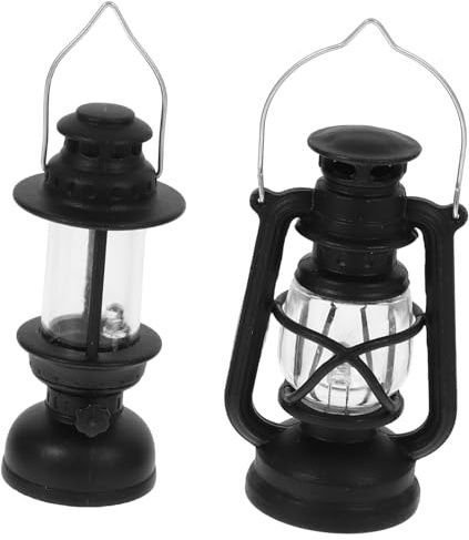 WEKADRIN 2pcs Miniature Retro Kerosene Lamp for Doll House Decor Vintage Style Oil Lamp Models for Party Scenes with Realistic Details and Warm Lighting Effect