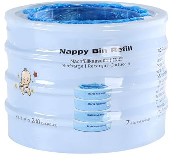 4 Stk. Windeleimer Nachfüllkassetten Nachfüllfolie, Windeleimer Geruchsdicht Beutel Kompatibel mit Angelcare, nicht Kompatibel mit Dress up & Dress up XL & Classic XL und allen Tommee Tippee-Modellen