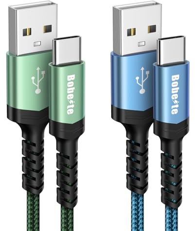 USB C Cable Fast Charge 2M 2Pack, USB Type C Charger Cable Charging Lead | USB A to USB C Cord For Samsung Galaxy S26 S25 S24 S23 S22 S21 S20 Plus Ultra S10 S9 Note 20 10, A14 A15 A33 A35 A53 A55 A56