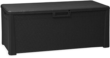 Toomax baule nevada con seduta, da esterni, decorazione effetto legno e midollino, colore antracite