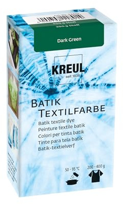 KREUL 98539 - Batik-Textilfarbe Dark Green, 70 g, Farbpulver zum Batiken und Färben von Textilien